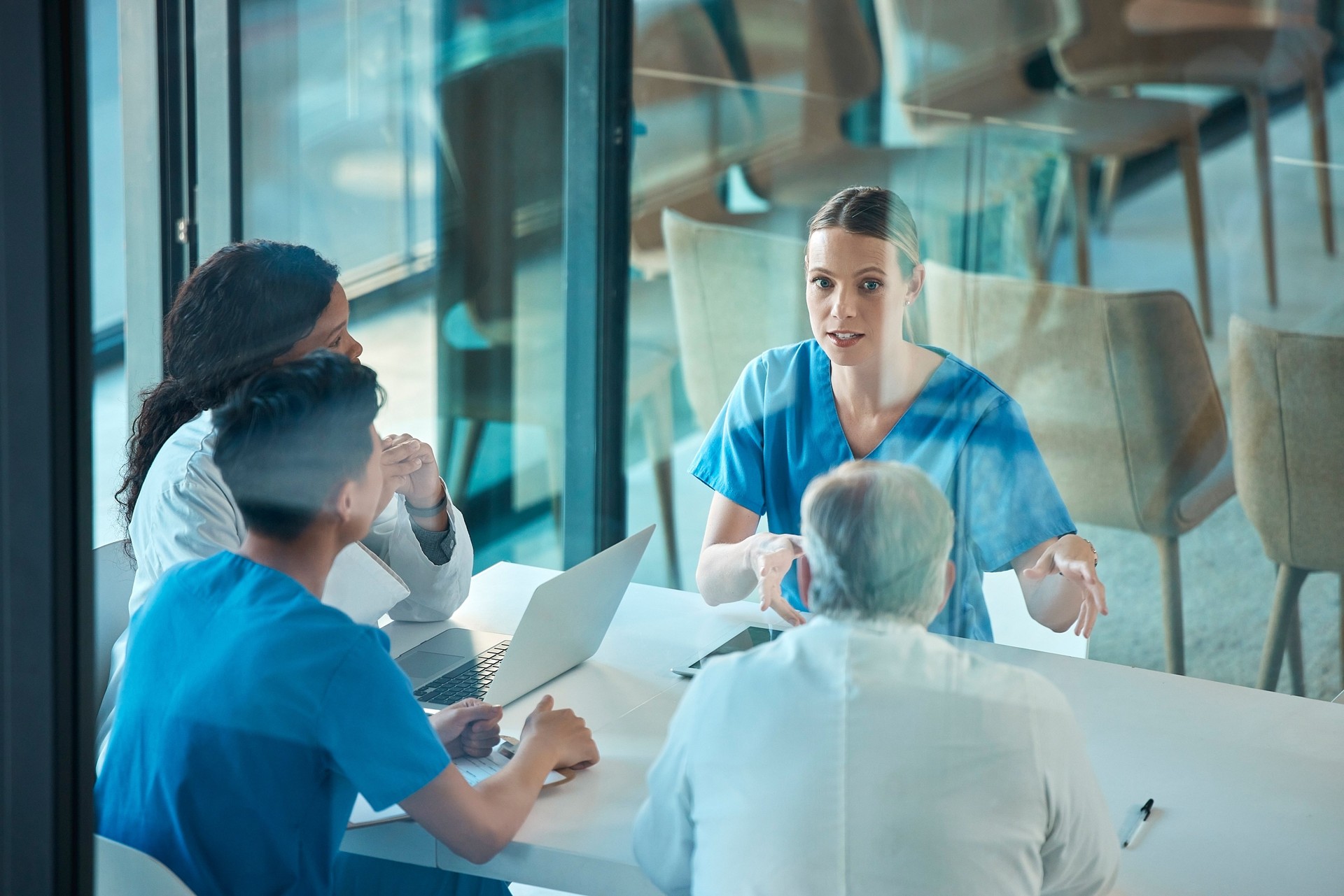 Shot of a group of doctors in a meeting at a hospital